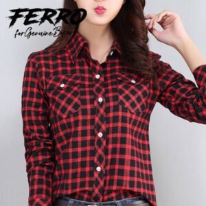 Camisa Mulher Litle Squares Red and Black Cintada